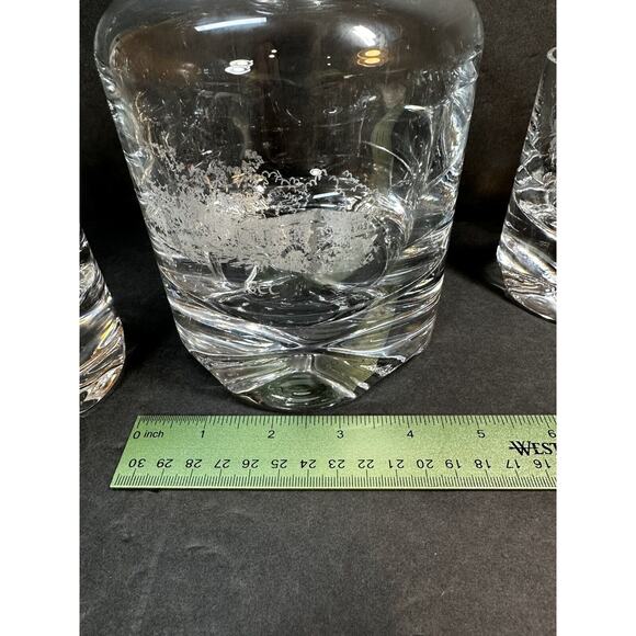 Krosno Poland 6 Heavy Bottom Bar Glasses And Decanter - Picture 12 of 12